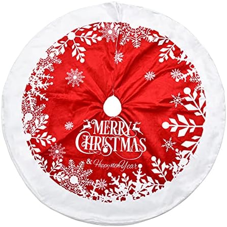 DınQ 48 Kırmızı ve Beyaz Peluş Noel Ağacı Elbise ile Kar Taneleri Merry Christmas Harfler