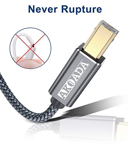 AkoaDa Yazıcı Kablosu 20 FT, USB 2.0 Tip A Erkek B Erkek Yazıcı Tarayıcı Kablosu Yüksek Hızlı HP, Canon, Dell, Epson,