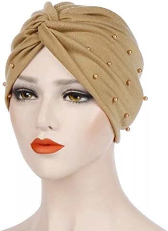 XXXDXDP Pamuk başörtüsü Kadınlar ıçin Kap Kadın Boncuk Türban Wrap Turbante Kaput Giyim saç aksesuarları (Renk: Renk