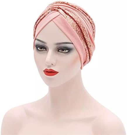 XXXDXDP Moda Sequins Başörtüsü Kaput Bükülmüş Türban Kap Bayan El Yapımı Headtie Düz Renk Kadın Kafa Sarar (Renk: