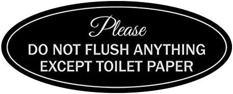 İşaretler ByLİTA Oval Lütfen Tuvalet Kağıdı İşareti (Beyaz) Dışında Hiçbir Şeyi Yıkamayın - Orta