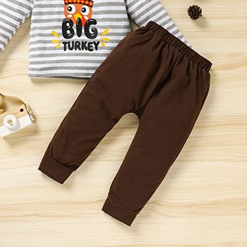 Erkek bebek Şükran Günü Giysileri Küçük Kardeş Eşleştirme Kıyafetler Romper Üst + Türkiye Pantolon Kış Kıyafetleri