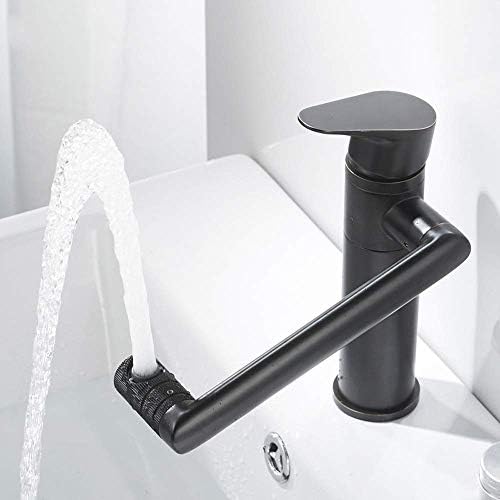 SAMAN Banyo Musluk Siyah Şarkı Kolu Delik Banyo lavabo Bataryaları Banyo Dönebilen Lavabo Bataryası(Siyah)