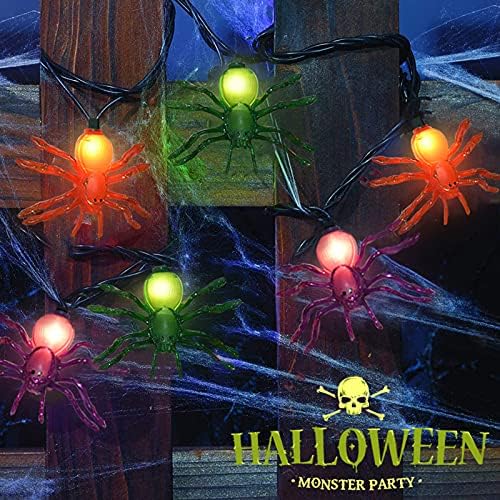 Cadılar Bayramı örümcek dize ışıkları, 8.5 Ft açık cadılar bayramı dize ışıkları ile 10 örümcek ışıkları, Plug-in