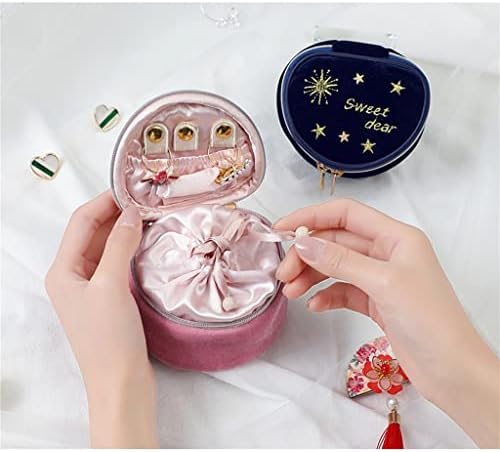 LİRUXUN Takı saklama kutusu Mini Seyahat Kumaş Küpe Bilezik Takı Kalp şeklinde Takı saklama çantası Japon (Renk: