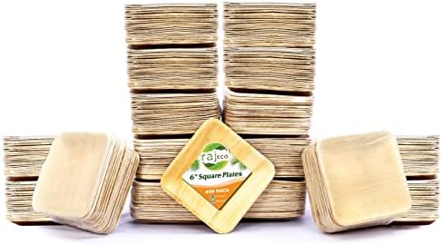 Raj Palmiye Yaprağı Tabaklar 6 400 Kare Tabaklar gibi Bambu tabaklar Tek Kullanımlık, Dekoratif Kompostlanabilir