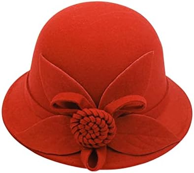 Kadın Cloche Yuvarlak Şapka Kadınlar için 1920s Bere Fedoras Vintage Şapka Zarif çiçek saksısı Kilise Şapkaları