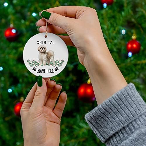 Lovesout Shih Tzu Beyaz Açık Kahverengi Köpek Hediyeleri 2023 Yılbaşı Ağacı Süsleri Köpeklerinizle Kişiselleştirilmiş