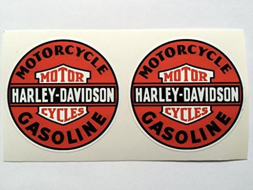 2 Harley Davidson Vintage Stil Benzinli Koyu Turuncu Kalıp Kesim Çıkartmaları
