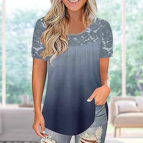 Kadınlar için grafik Tişörtleri, Moda Dantel Tığ Kısa Kollu Gömlek Moda Rahat Kıyafetler Şık Sevimli Tunik Bluzlar
