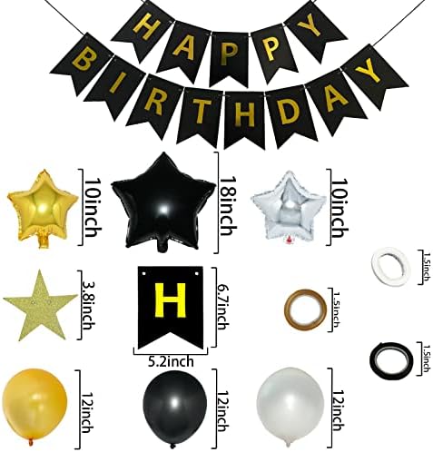 MINGYOUSHI Mutlu Doğum Günü Afiş Siyah ve Altın, Doğum Günü Kiraz Kuşu Bayrak Garland Doğum Günü Partisi Süslemeleri