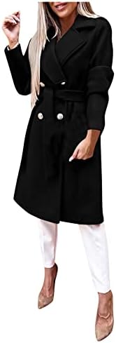 TWGONE Yün Karışımı Ceket Kadınlar için Zarif Diz Boyu Sıcak Kış Ekose Palto Yıpratır Cepler ile