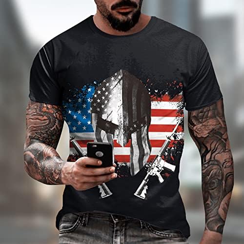 Erkek Amerikan ABD Bayrağı Vatansever T-Shirt ABD Kartal 4th Temmuz Yuvarlak Boyun Yumuşak Yaz Kısa Kollu Gömlek