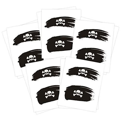 Siyah Kafatası ve Crossbones Yüz Bayrağı Geçici Dövmeler (10 Paket) / Cilt Güvenli / ABD'DE yapılan / Çıkarılabilir