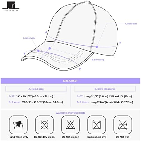 Çocuklar Yıkanmış Düşük Profilli Pamuk ve Denim UPF 50 + Düz Beyzbol Şapkası Şapka