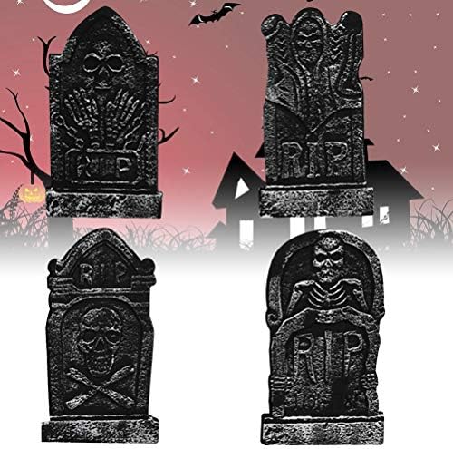 SOIMISS 4 adet Çeşitli Desen Cadılar Bayramı Gerçekçi Simülasyon Mezar Taşı Perili Ev Taş Prop Korku Odası Sahne