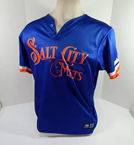 2021 Syracuse Mets 21 Oyun Kullanılmış Mavi Salt City Mets Forması 46 DP42514 - Oyun Kullanılmış MLB Formaları