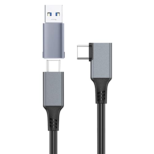 10Gbps USB C Dişi USB Erkek Adaptör 2 Paket ve 16FT USB C USB C 90 Derece VR Kablosu ile Uyumlu Oculus Quest 2/1