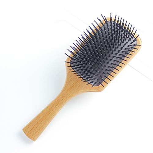 Ahşap Saç Fırçası, Yumuşak Naylon Kıllara Sahip Büyük Kürek Kayın Ağacı Saç Fırçası Kuru Düz Doğal Kıvırcık Kalın