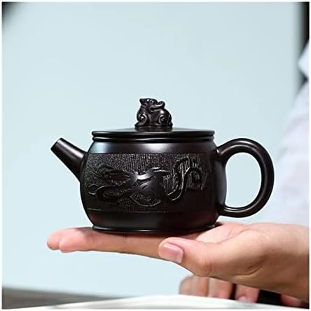 EYHLKM Çin Mor Kil Demlik Ham Cevher Siyah Çamur Filtresi demlik El boyalı Ejderha Desen Zisha su ısıtıcısı ev çay