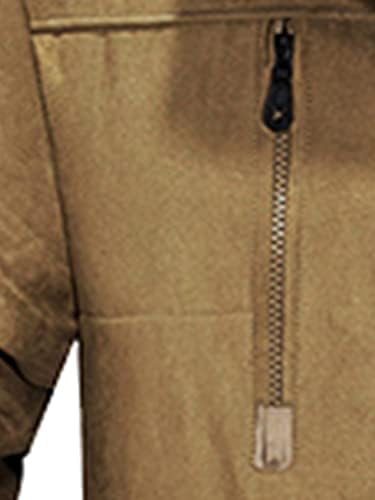 Erkek Ceket Erkekler için Ceketler Erkekler Flap Cep Bulanık Trim Kapşonlu Kışlık Mont (Renk: Deve, Boyut: X-Küçük)