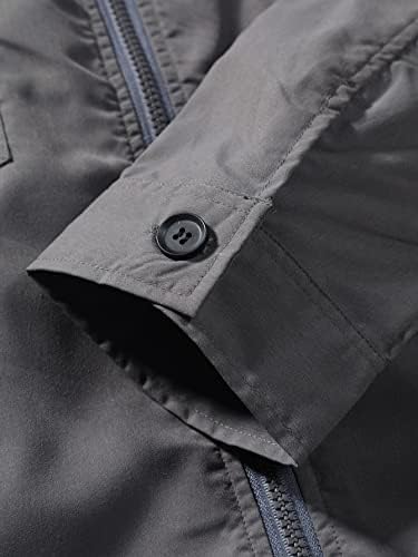 OSHHO Ceketler Kadınlar-Erkekler için Flap Cep fermuarlı ceket (Renk: Gri, Boyut: X-Large)
