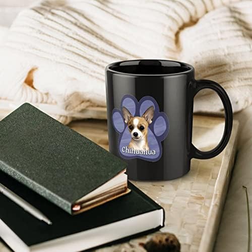 Chihuahua Köpek Pençe Baskı Seramik Kupa kahve bardağı çay bardağı Komik Hediye Ofis Ev için Kadın Erkek (Siyah 1