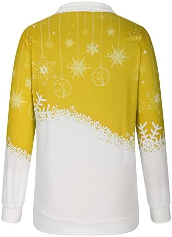 Çeyrek Zip Up Kazak Kadınlar Komik Noel Tişörtü Gevşek Rahat Yan Yarık Standı Yaka Uzun Kollu Gömlek Bluz