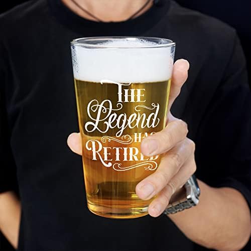 NİCKANE Efsane Emekli Oldu bira bardağı Cam 16oz | Bira Bardağı Mantar Kosterli Hediye Kutusu / Kızından Komik Baba