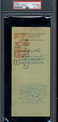 Fred Merkle PSA DNA Sertifikası İmzalandı 1920 Chicago Cubs Bordro Kontrolü İmzası-MLB Kesim İmzaları
