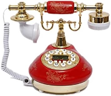 KXDFDC Antika Telefon Sabit Eski Moda Telefonlar Düğme Arama, LCD ekran Klasik Seramik Retro Telefon