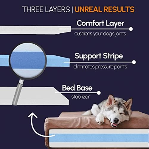 Büyük Barker Ortopedik Köpek Yatağı w/Kafalık-Yıkanabilir Mikrosuede Kapaklı Büyük Köpekler için 7” Köpek Yatağı-ABD'de