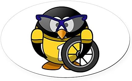 Oval Araba Mıknatısı Küçük Yuvarlak Penguen - Sarı Jarseli Bisikletçi
