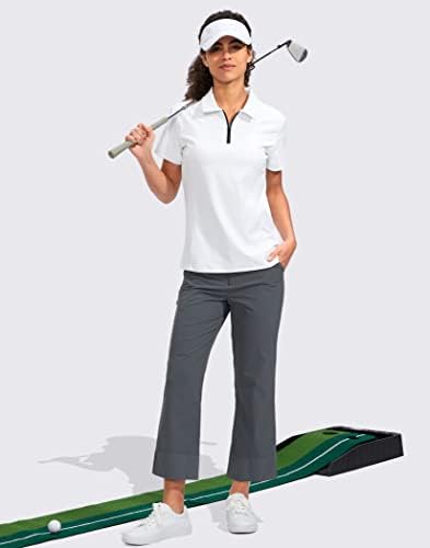 Viodia kadın Golf Gömlek Kısa Kollu Fermuarlı Hızlı Kuru Streç Tenis Yakalı polo gömlekler Kadınlar için Golf Kıyafetleri