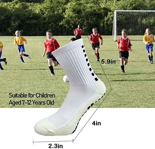 TECMIF Çocuk futbol çorapları Kaymaz futbolcu çorapları Hastane Kavrama Atletik Çorap 7-12 Yaş için (3 Çift)