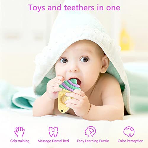FATEORT Bebek diş çıkartma oyuncakları Bebekler için 6-12 Ay, Dondurma Şekli ile Basın Kabarcık Silikon çiğnemek