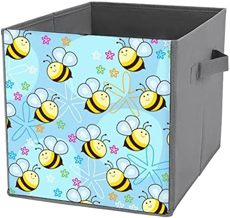 Uçan Arılar Tuval Katlanabilir eşya kutuları Küp Organizatör Sepetleri Kolları ile Ev Ofis Araba için
