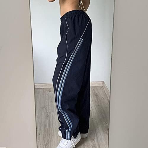Y2K Pantolon Kişiselleştirilmiş Bayan Sweatpants Elastik Bel Pantolon Çizgili Grafik Pantolon Düşük Rise Pantolon