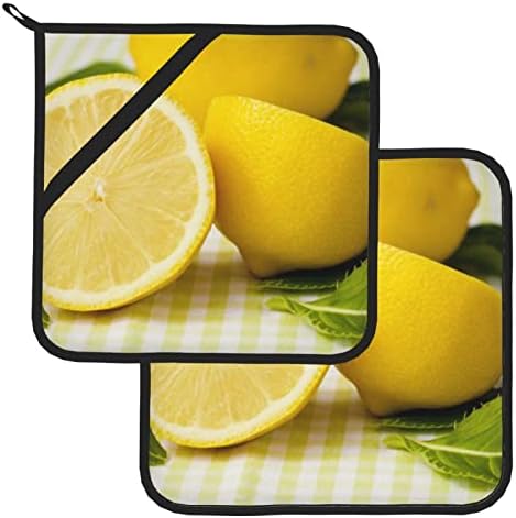 Sarı Limon 2 Paket tencere tutucular Mutfak ısıya Dayanıklı tencere tutucular Setleri Fırın Sıcak Pedleri tencere