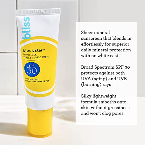 Bliss Block Star & Rest Assured ™ Bundle / Renkli %100 Mineral Güneş Kremi ve C Vitamini içeren Depuffing Göz Kremi