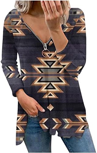 Güz yazlık t Shirt Kız Giyim Moda Uzun Kollu Pamuklu V Boyun Grafik Zip Up Ortaçağ Bluz T Shirt Kadınlar için 45