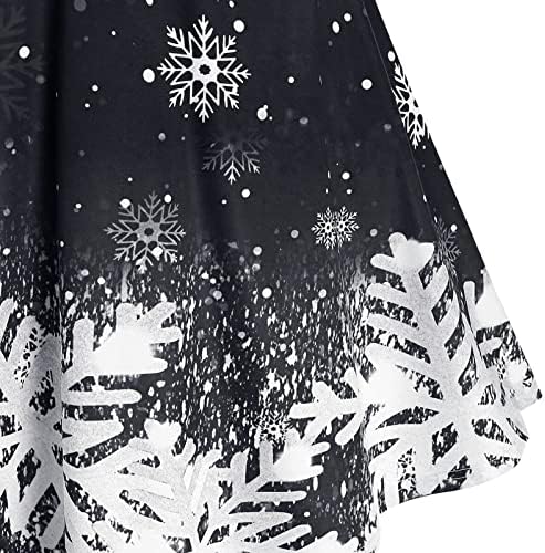 Bayan Noel Kaşkorse Elbiseler Kar Tanesi Baskı Kürklü Trim Elbise Bayan Noel Baba Tatil Kokteyl Parti askı elbise