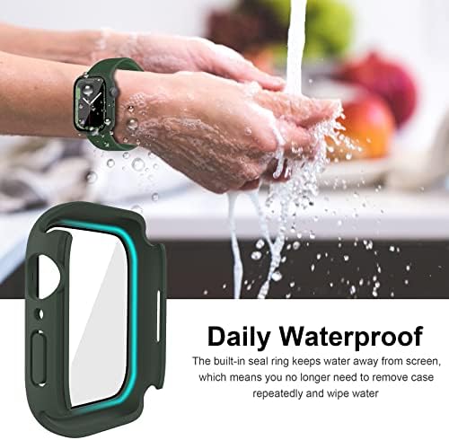 [2 in 1] Su Geçirmez Apple Watch 7 41mm Ekran Koruyucu Kılıf için Miimall, Sert PC Su Geçirmez Kılıf Dahili Temperli