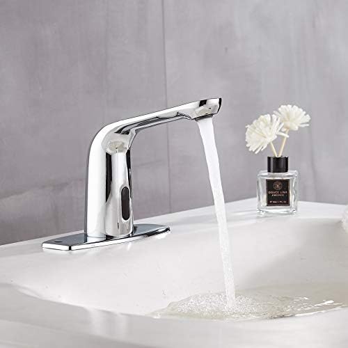 Luxice Otomatik Fotoselli banyo lavabo musluğu Sıcak ve Soğuk Mikser Kapak Plakası Dahil Sensör Musluk, Krom Bitmiş