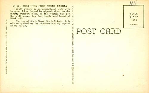 Güney Dakota'dan selamlar, Güney Dakota SD Kartpostalları