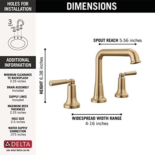 Delta Musluk Saylor Altın Yaygın Banyo Bataryası 3 Delik, Altın Banyo Bataryaları, Elmas Conta Teknolojisine Sahip