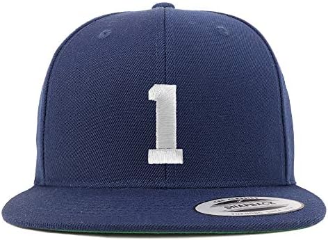 Trendy Giyim Mağazası 1 Numara Beyaz İplik İşlemeli Düz Bill Snapback Beyzbol Şapkası