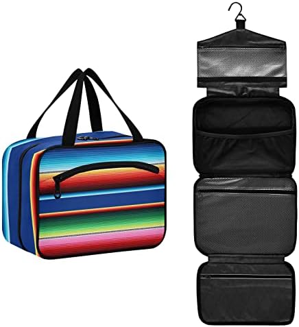 Battaniye Çizgili makyaj çantası Kadınlar için Seyahat makyaj çantası düzenleyici Asılı Kanca ile Kozmetik Çantaları