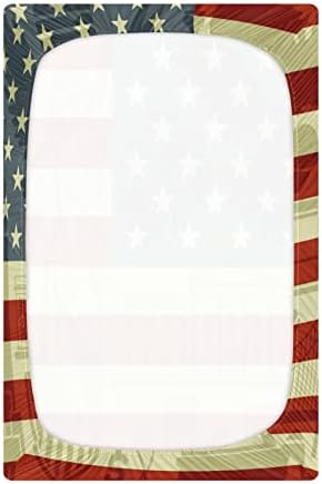 ABD Bayrağı Erkek Kız çocuk çarşafları Paket ve Oyun Çarşafları Süper Yumuşak Mini çocuk çarşafları Standart Beşik