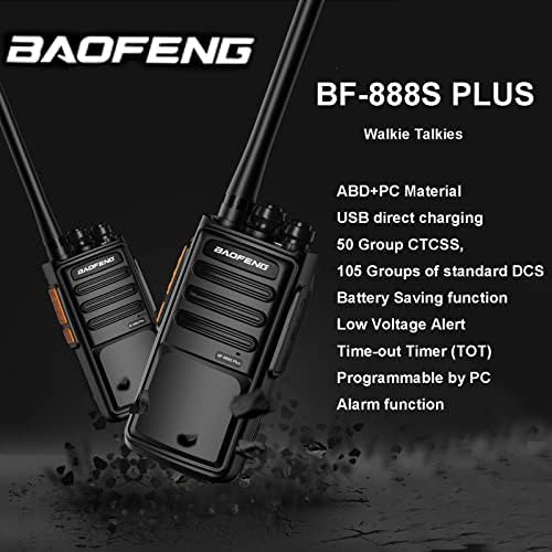 BAOFENG Walkie Talkies Uzun Menzilli BF-888S Artı Şarj Edilebilir 1500 mAh Li-İon Tüm Gün Çalışma, USB kablosu Şarj